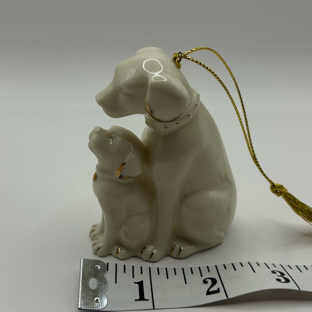 Mikasa Porcelain Gold Trimmed Dog Christmas Ornament White Pets Collectible